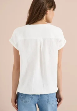Blouse à col fendu en mousseline de soie