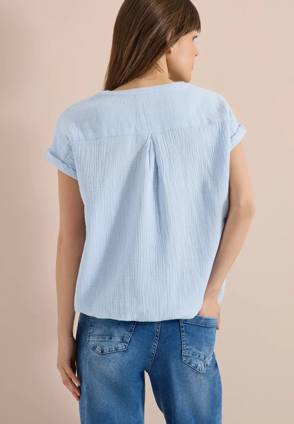 Blouse à col fendu en mousseline de soie