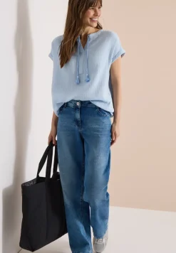 Blouse à col fendu en mousseline de soie