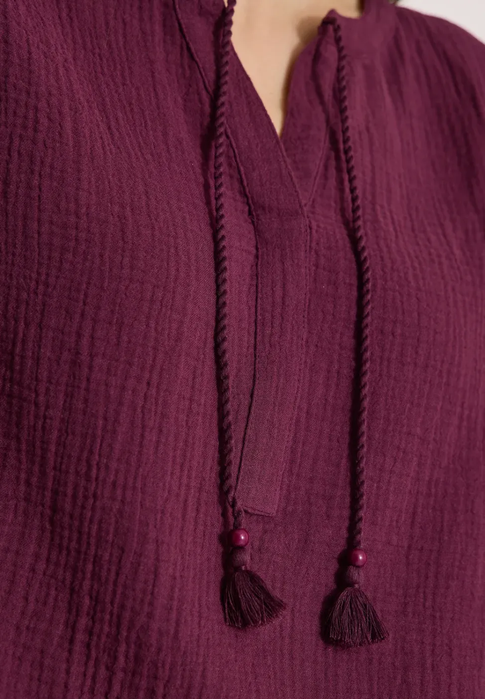 Blouse à col fendu en mousseline de soie