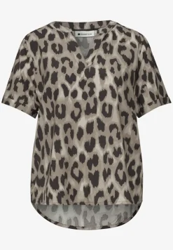 Blouse à col fendu et imprimé animalier