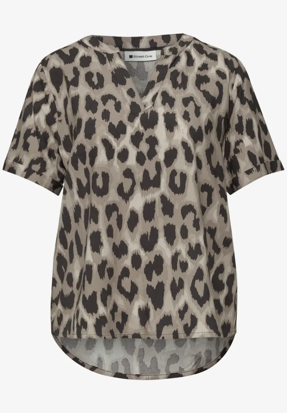 Blouse à col fendu et imprimé animalier