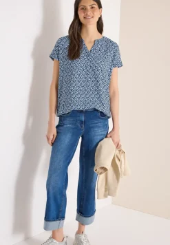 Blouse à col fendu et imprimé minimal
