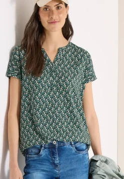 Blouse à col fendu et imprimé minimal