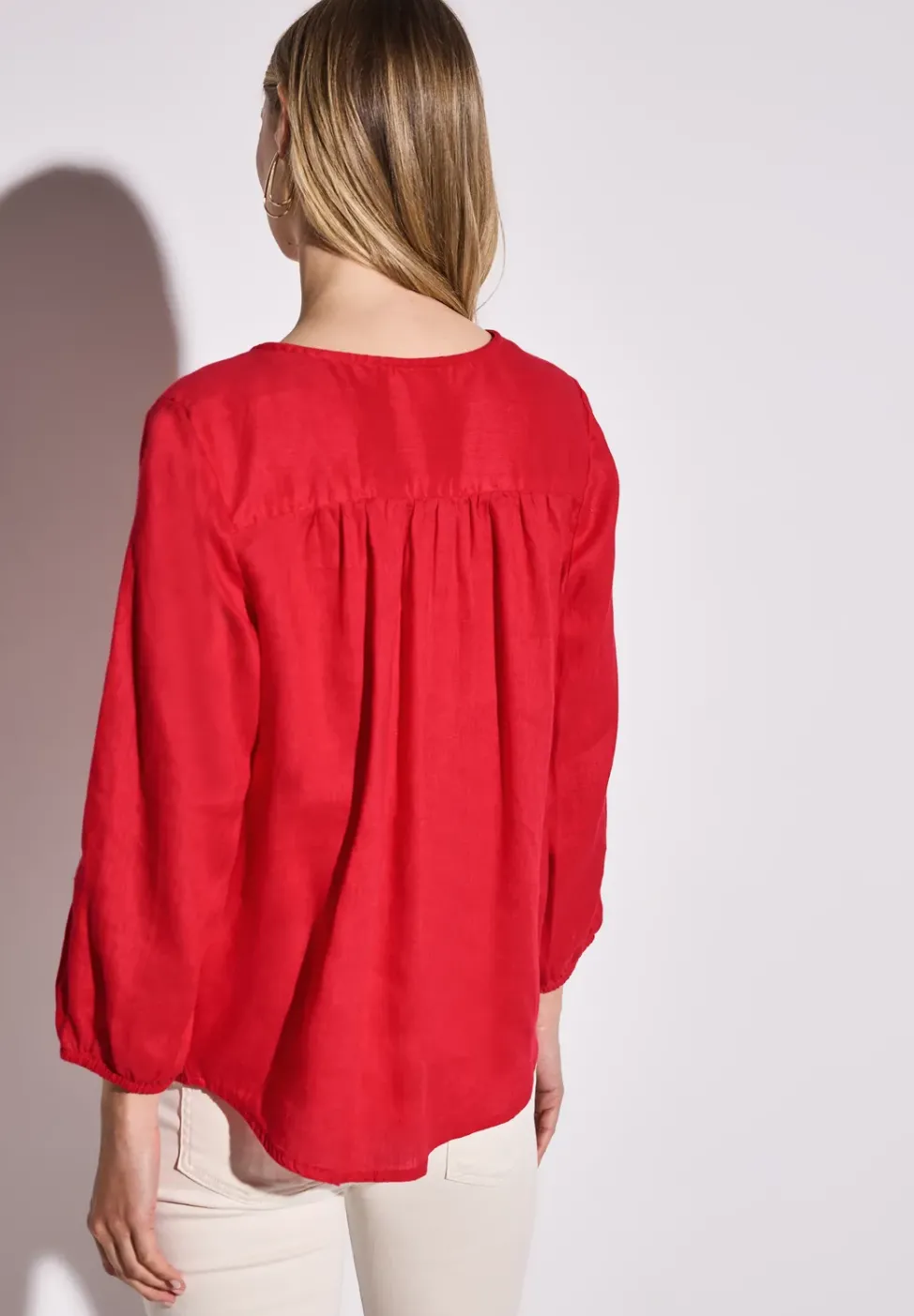 Blouse à col rond en lin