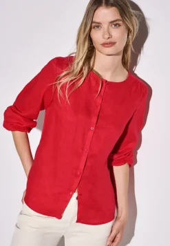 Blouse à col rond en lin