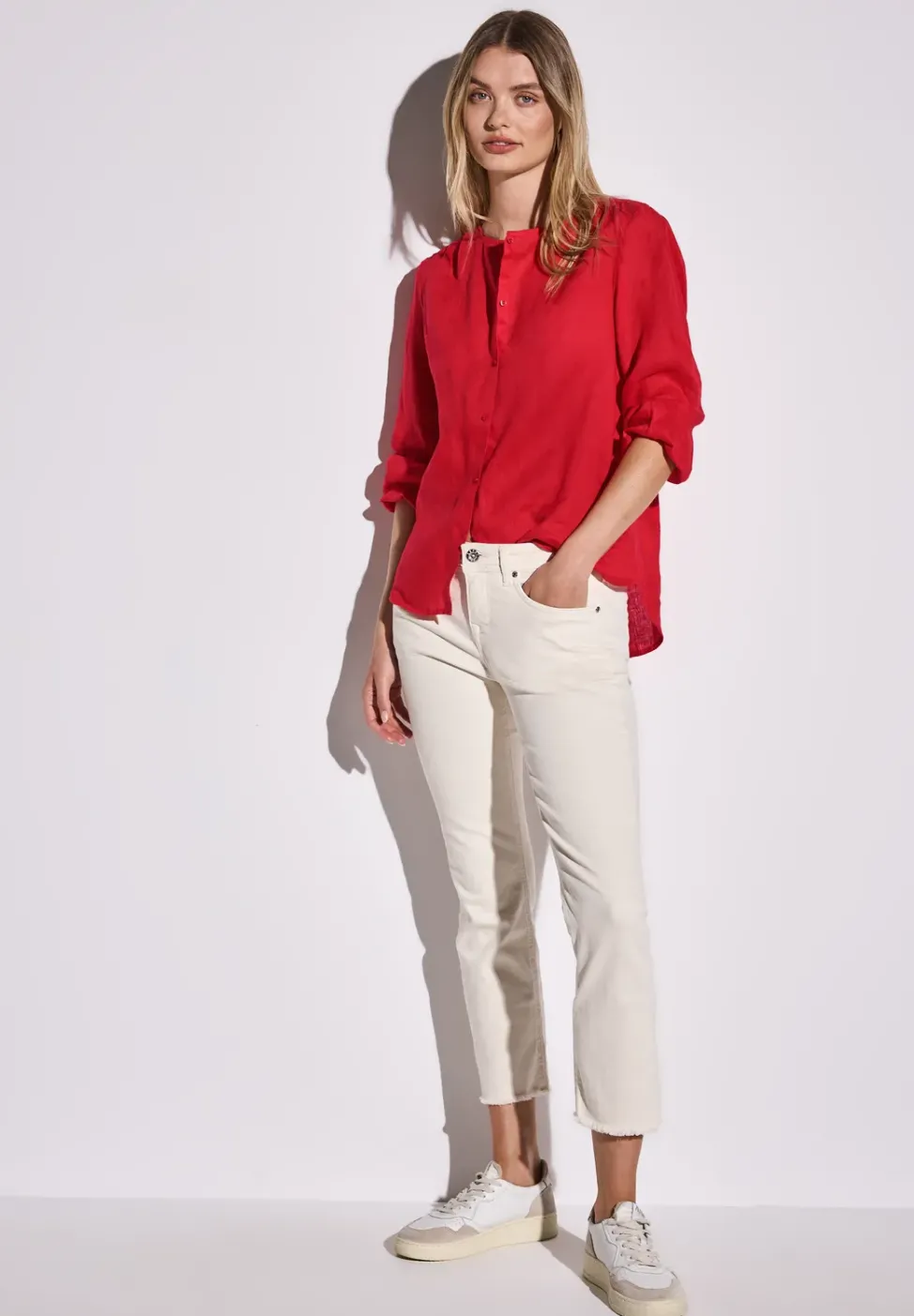 Blouse à col rond en lin