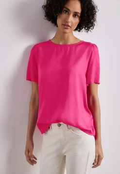 Blouse à col rond et manches courtes bouffantes
