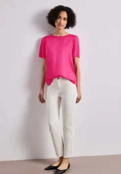 Blouse à col rond et manches courtes bouffantes