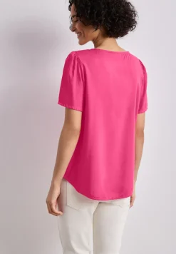Blouse à col rond et manches courtes bouffantes