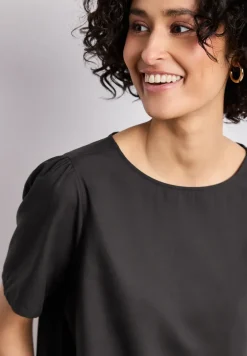 Blouse à col rond et manches courtes bouffantes
