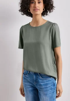 Blouse à col rond et manches courtes bouffantes