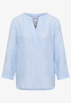 Blouse à manches 3/4 avec col fendu en lin