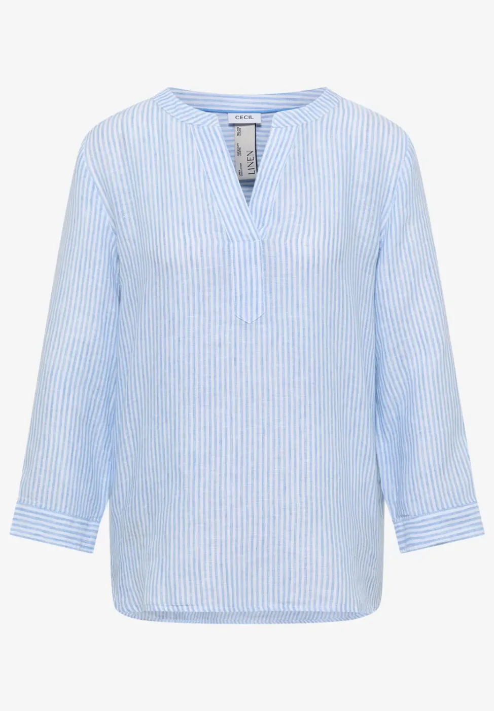 Blouse à manches 3/4 avec col fendu en lin