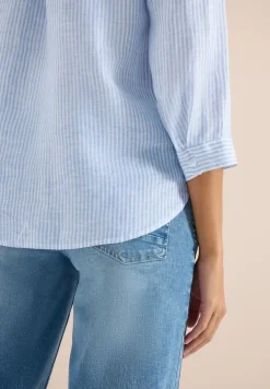 Blouse à manches 3/4 avec col fendu en lin
