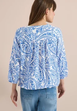 Blouse à manches 3/4 avec col fendu et paillettes