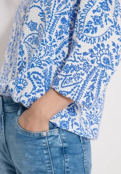 Blouse à manches 3/4 avec col fendu et paillettes