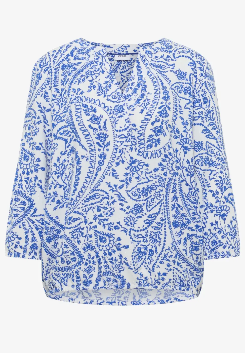 Blouse à manches 3/4 avec col fendu et paillettes