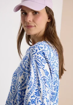 Blouse à manches 3/4 avec col fendu et paillettes