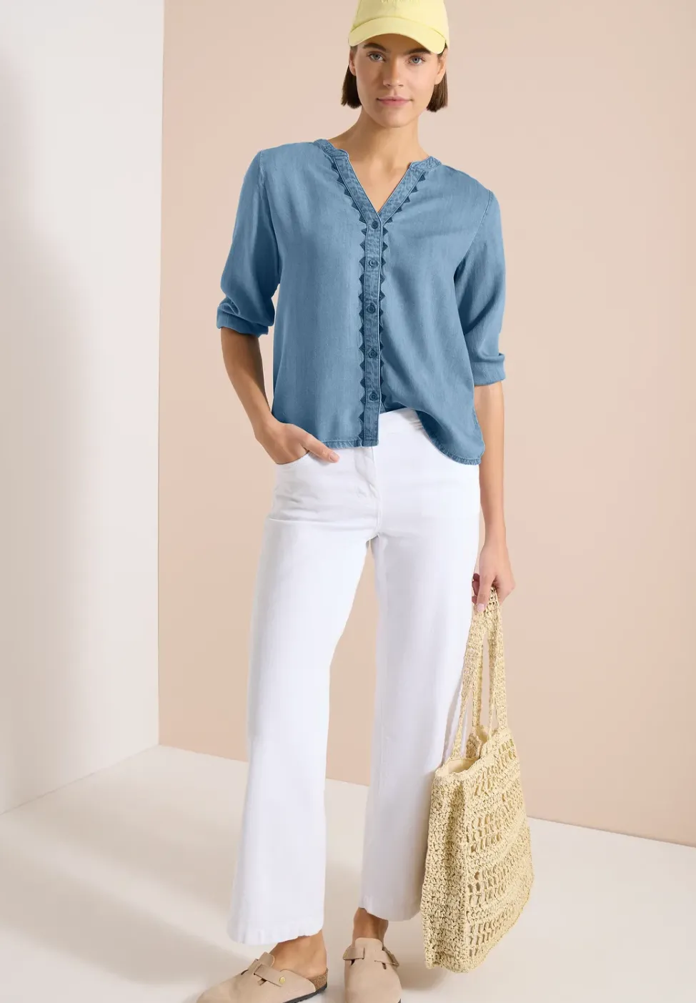 Blouse à manches 3/4 dans un look denim