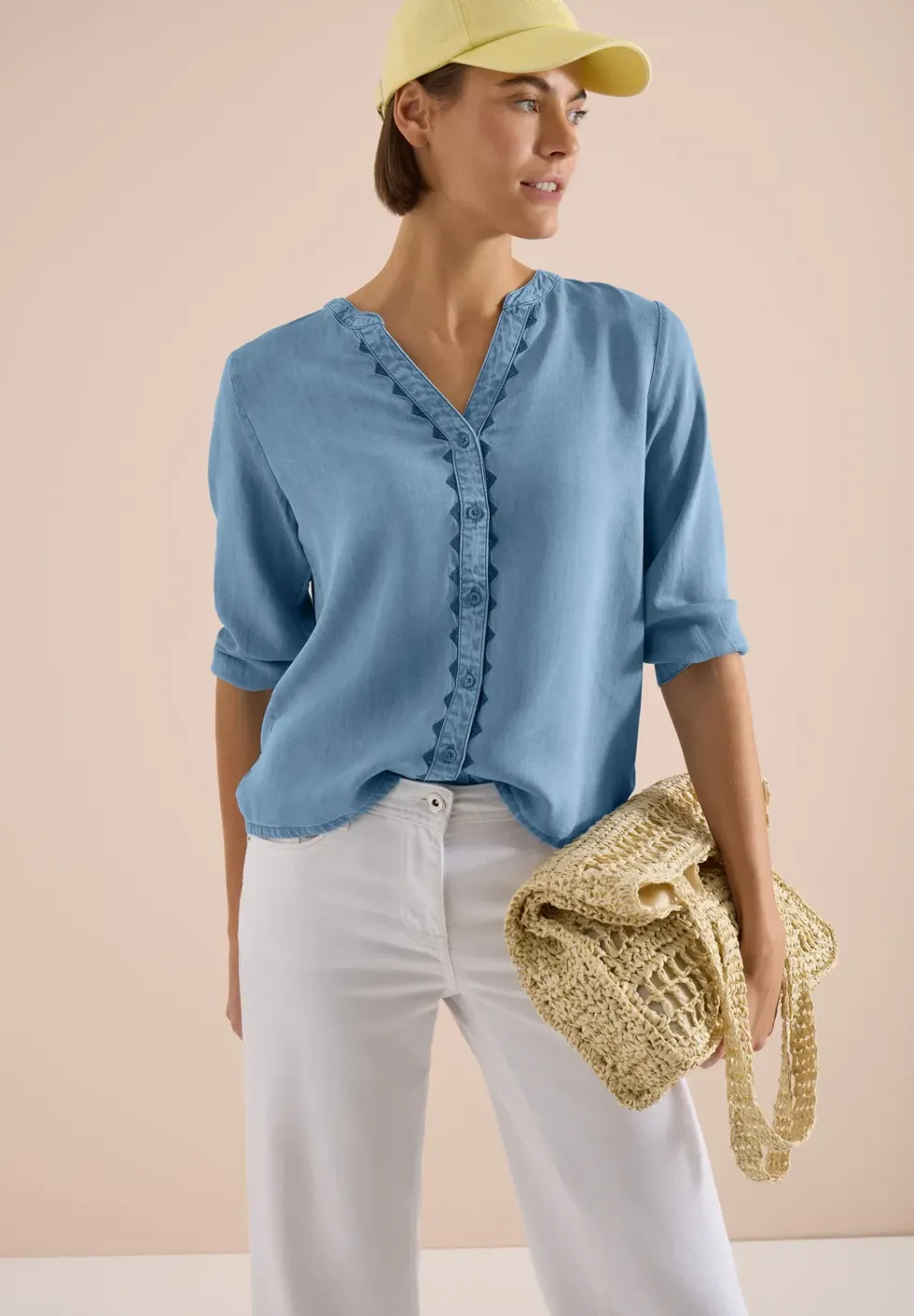 Blouse à manches 3/4 dans un look denim