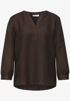 Blouse à manches 3/4 en lin mélangé avec split neck