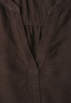 Blouse à manches 3/4 en lin mélangé avec split neck