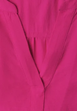 Blouse à manches 3/4 en lin mélangé avec col fendu