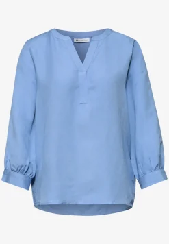 Blouse à manches 3/4 en lin mélangé avec split neck