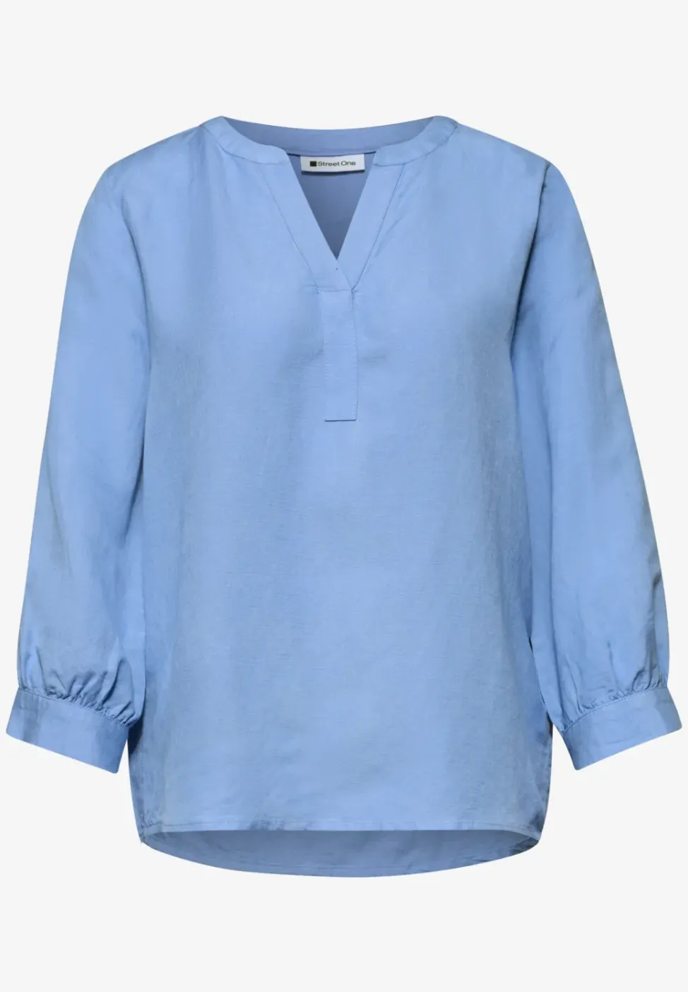 Blouse à manches 3/4 en lin mélangé avec split neck