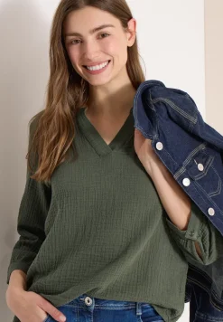 Blouse à manches 3/4 en qualité mousseline