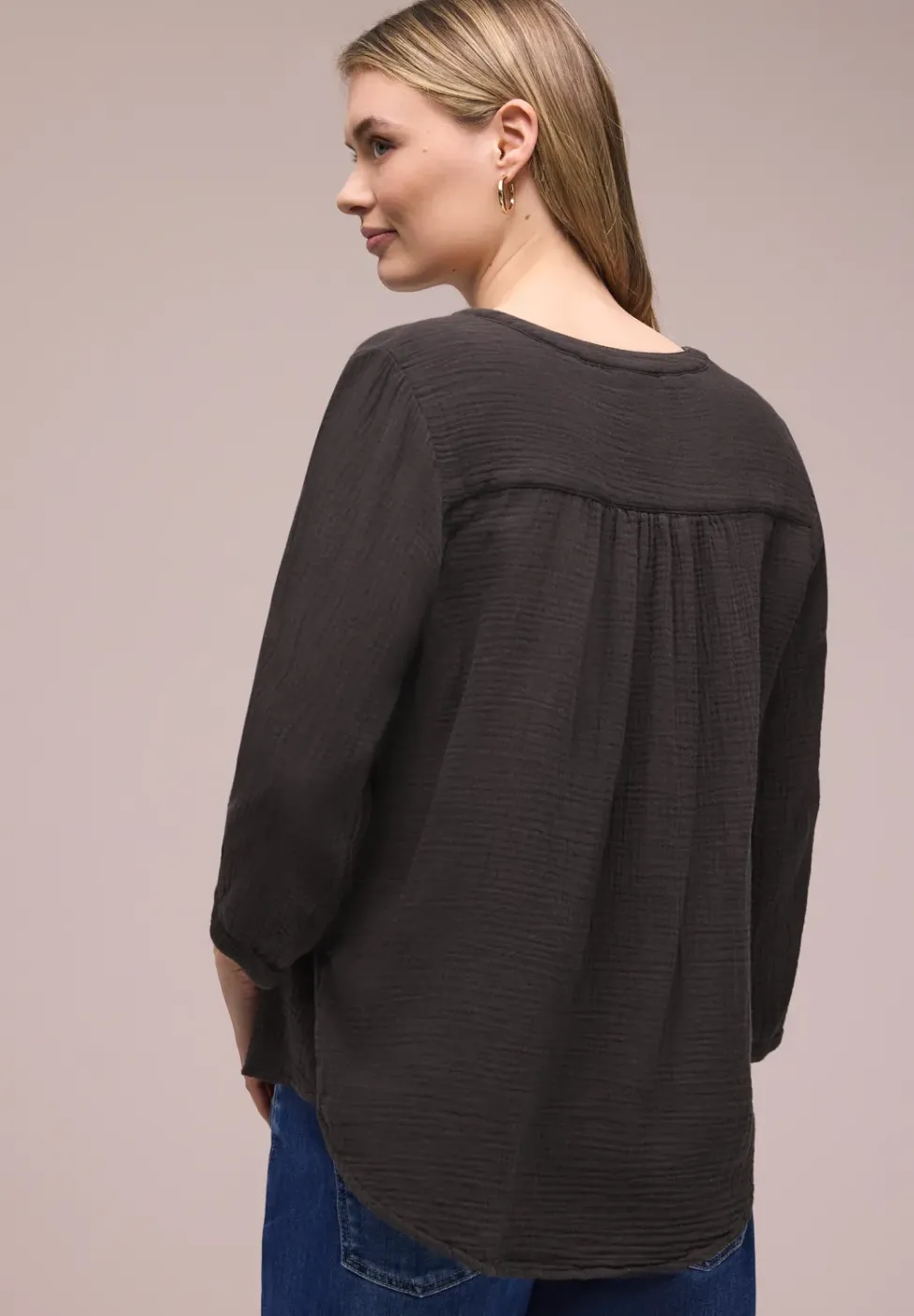 Blouse à manches 3/4 en qualité mousseline