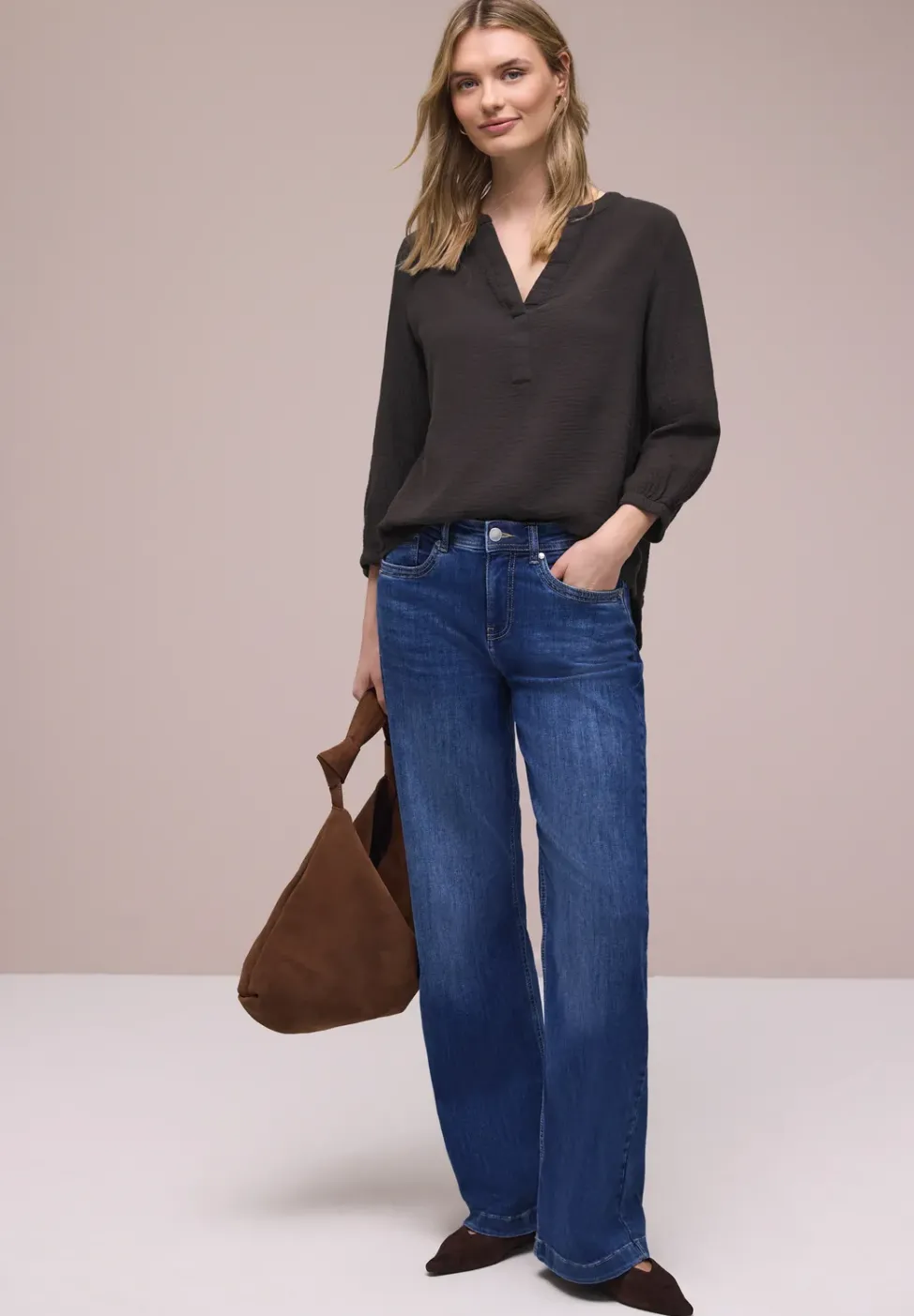 Blouse à manches 3/4 en qualité mousseline
