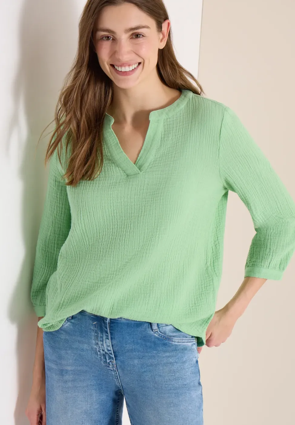 Blouse à manches 3/4 en qualité mousseline