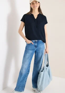 Blouse à manches courtes avec mélange de structures