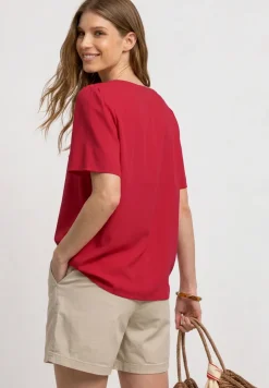 Blouse à manches courtes avec col fendu et boutons