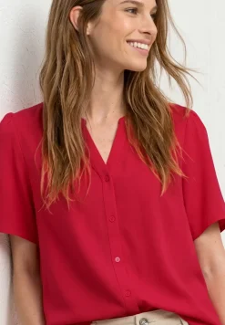Blouse à manches courtes avec col fendu et boutons