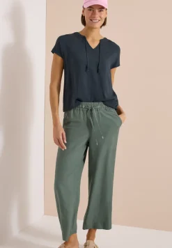 Blouse à manches courtes avec mélange de structures