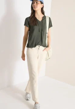 Blouse à manches courtes avec mélange de structures