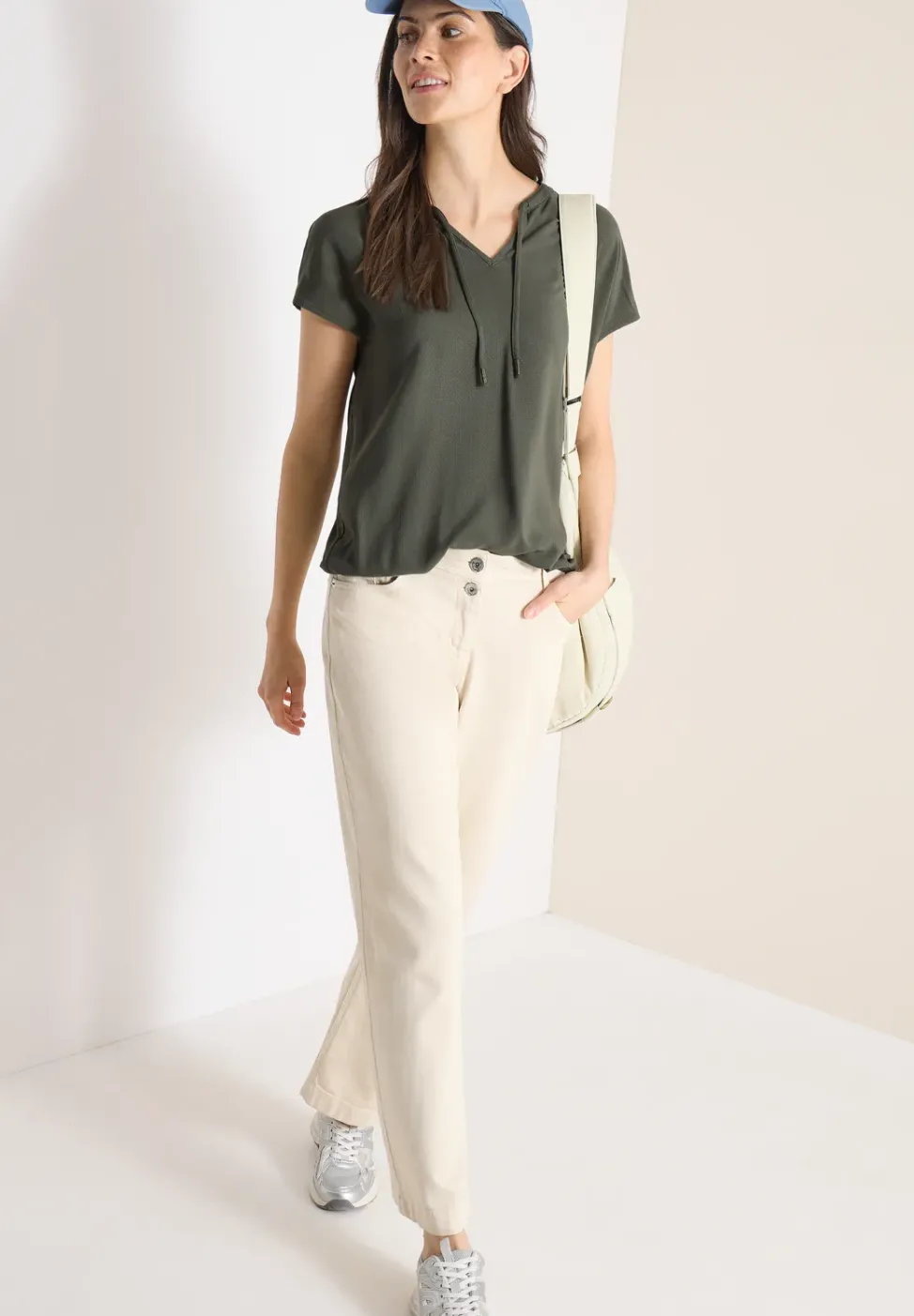 Blouse à manches courtes avec mélange de structures