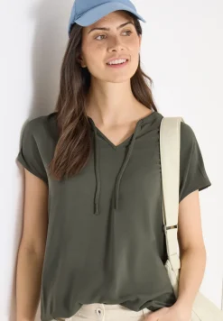 Blouse à manches courtes avec mélange de structures