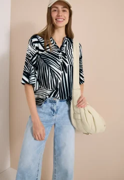 Blouse à manches courtes avec split neck et imprimé