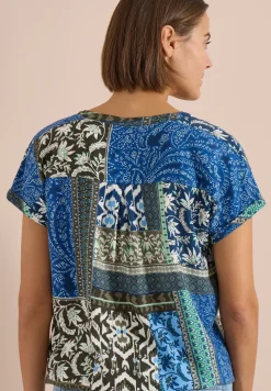 Blouse à manches courtes avec imprimé patchwork