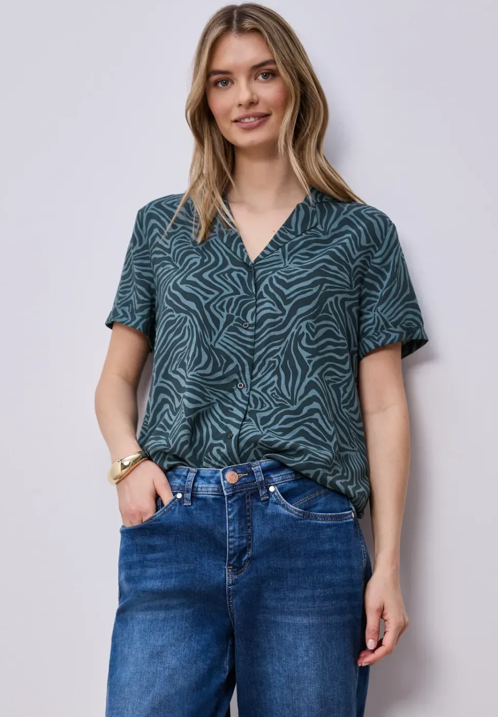 Blouse à manches courtes avec col bowling