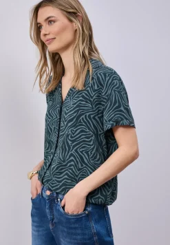 Blouse à manches courtes avec col bowling