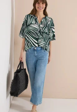 Blouse à manches courtes avec split neck et imprimé