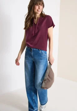 Blouse à manches courtes avec mélange de structures