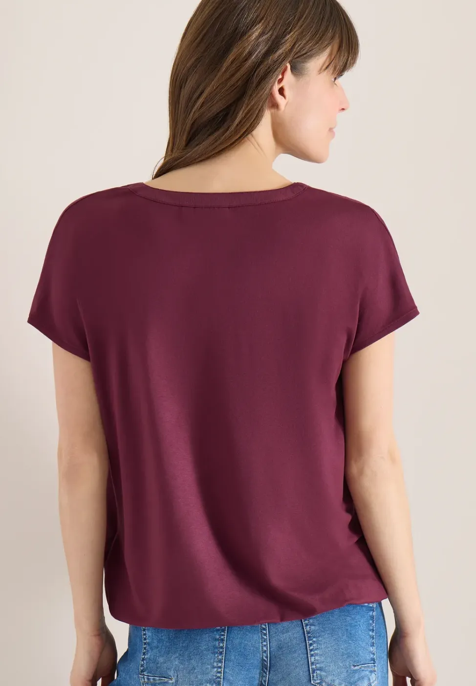 Blouse à manches courtes avec mélange de structures