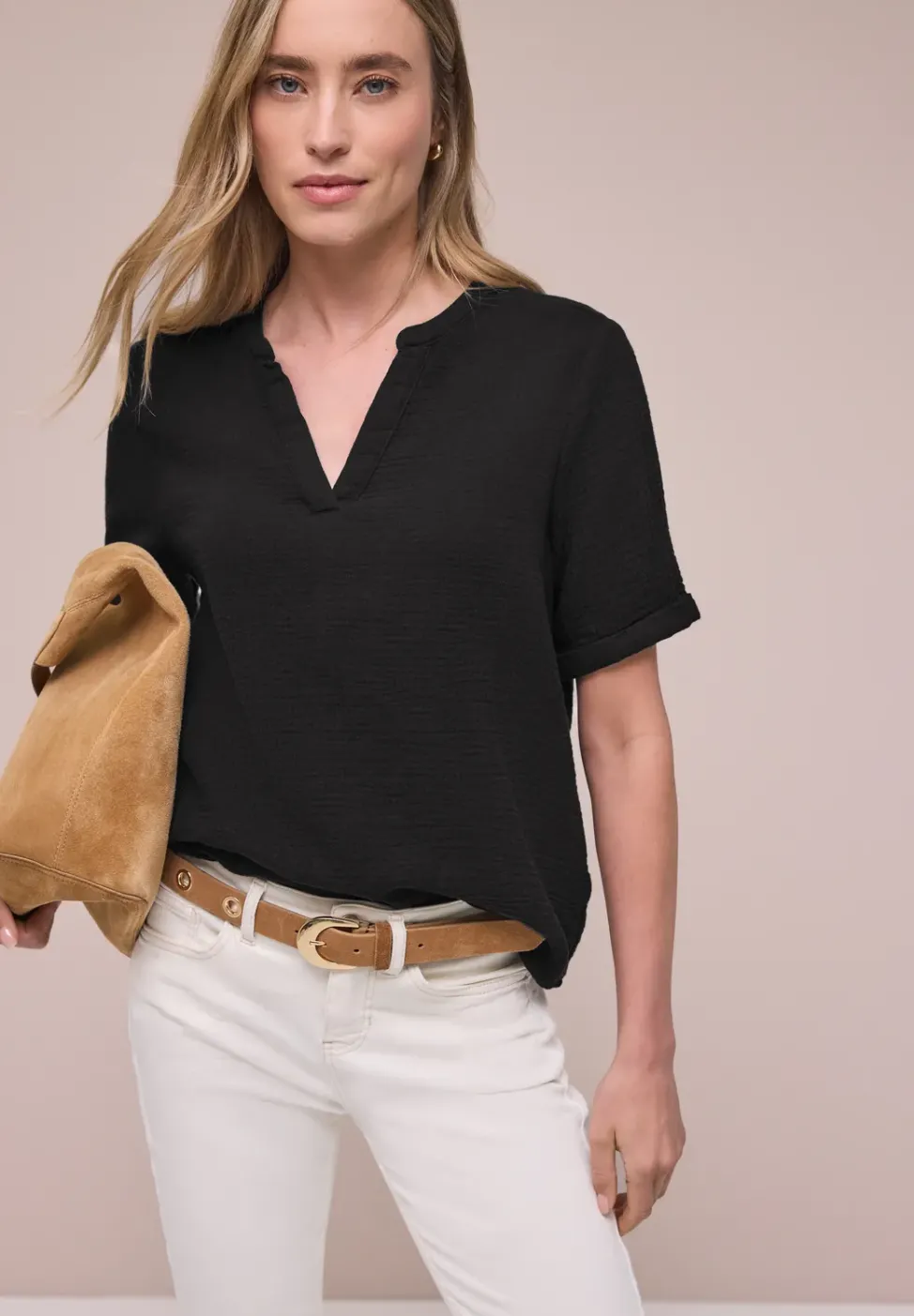 Blouse à manches courtes en qualité mousseline
