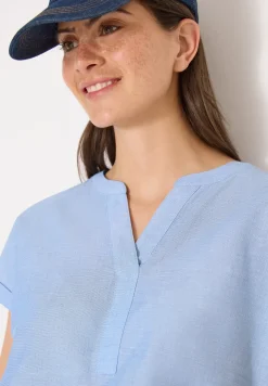 Blouse à manches courtes en qualité chambray